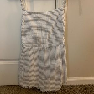 White and Blue Striped Romper